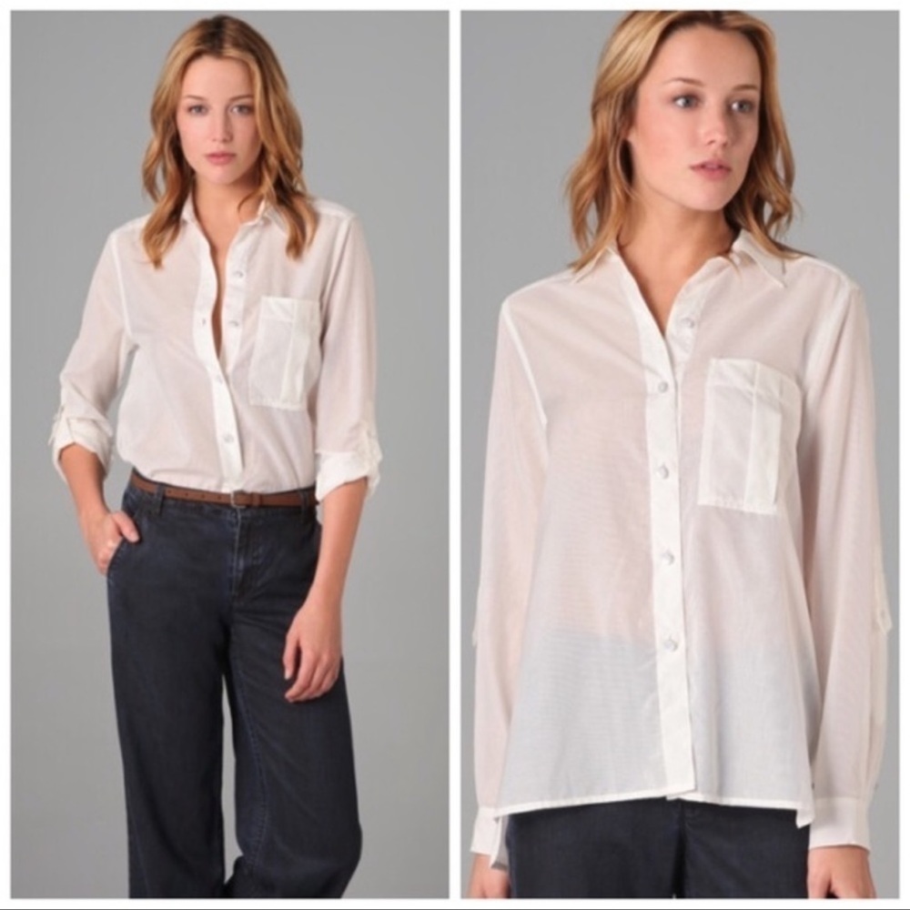 Marc Jacobs parchment Pearl Button Blend Blouse button down shirts sz. 4